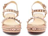 Thumbnail for your product : Christian Louboutin Pyraclou 60 Metallic Leather Flatform Sandals - Womens - Rose Gold