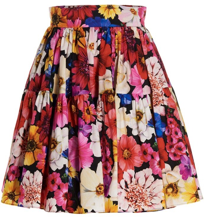 Dolce & Gabbana Short Garden-Print Poplin Skirt - ShopStyle