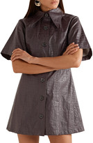 Thumbnail for your product : Beaufille Piper Croc-effect Coated-linen Mini Shirt Dress