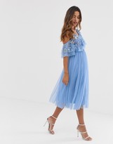 Thumbnail for your product : Maya cami strap sequin top tulle detail midi dress with ruffle skirt in bluebell