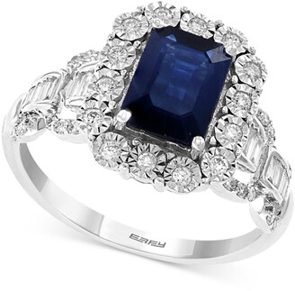 Effy Sapphire (1-1/2 ct. t.w.) & Diamond (1/3 ct. t.w.) Statement Ring in 14k White Gold