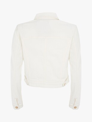 Mint Velvet Cropped Denim Jacket, White