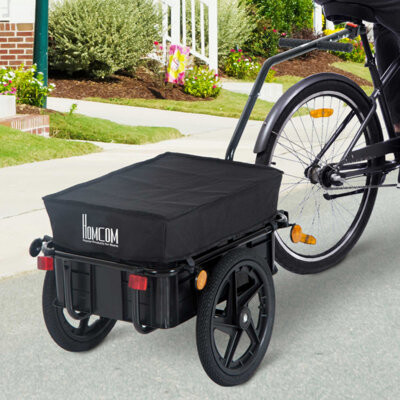 Wenty Aosom Bicycle Cargo Trailer With Removable Box And Waterproof Cover, Bike Wagon Trailer With Two 16In Wheels