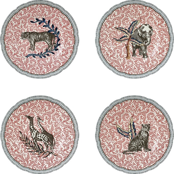 Bernardaud Braquenie Assorted Salad Plates, Set of 4