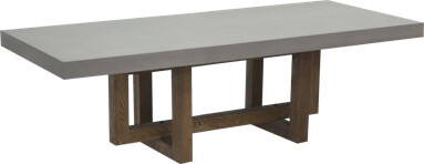 Elementi Home Malaga Rectangular Space Grey Concrete Dining Table with Manchurian Ash Legs for Indoor and Outdoor Use