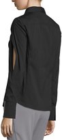 Thumbnail for your product : Donna Karan Open-Sleeve Collared Blouse, Black