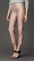 Thumbnail for your product : Burberry Pintuck Detail Silk Blend Trousers
