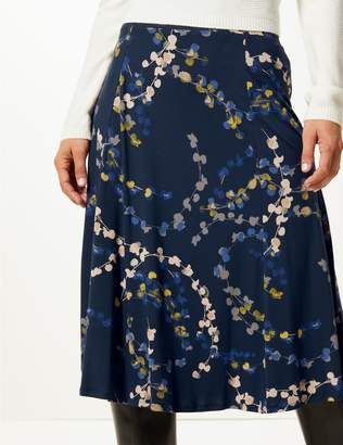 Marks and Spencer Printed Jersey A-Line Midi Skirt