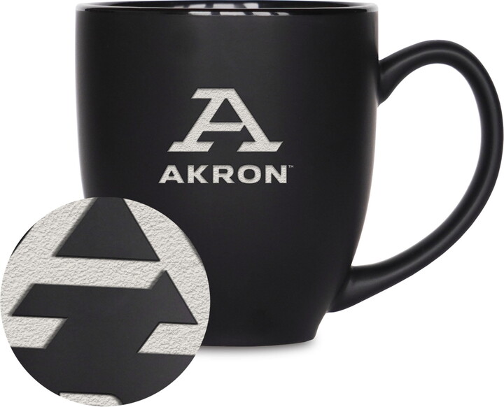 Rico Industries NCAA University of Akron??Zips 15oz Matte Black Ceramic Bistro Mug