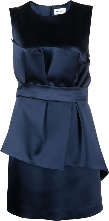P.A.R.O.S.H. Satin Belted Sleveless Minidress