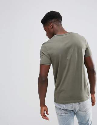 ASOS T-Shirt With Deep V Neck In Green