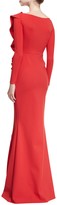 Thumbnail for your product : Chiara Boni Dilia Boat-Neck Trumpet Evening Gown w/ Ruffled Trim