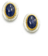 Thumbnail for your product : Gurhan Lapis, Sterling Silver & 24K Yellow Gold Button Earrings