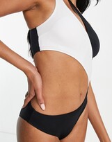 Thumbnail for your product : Dorina Komave asymmetric one shoulder swimsuit in monochrome