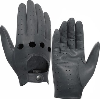 Harssidanzar Mens Lambskin Leather Driving Gloves GM026 