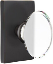 Emtek Dummy Knobset w/ Modern Rectangular Rosette and Hampton Glass Knob