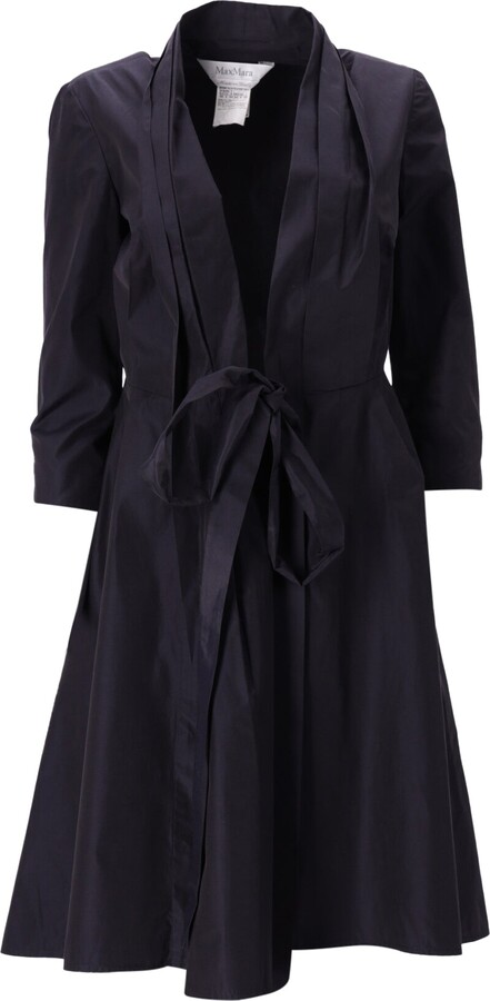 Max Mara Knee Length Waist Tie Dress in Black Silk