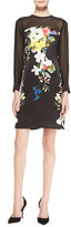 Thumbnail for your product : Erdem Silk Floral-Print Long-Sleeve Trapeze Dress