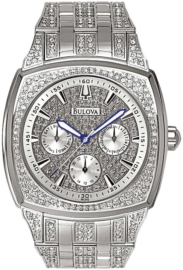 Bulova Men's Swarovski Crystal Pave Stainless Steel Watch, 40mm - ShopStyle