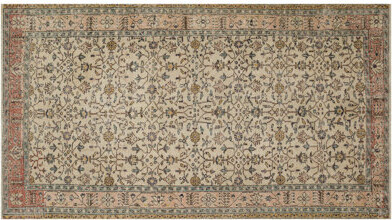 Hefa Vintage Antique Hand Woven Beige Vintage Runner Carpet