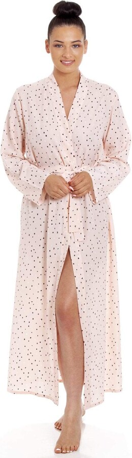 Camille Womens Light Pink Patterned Long Chiffon Wrap 12 Pink Dressing Gown  - ShopStyle Nightdresses