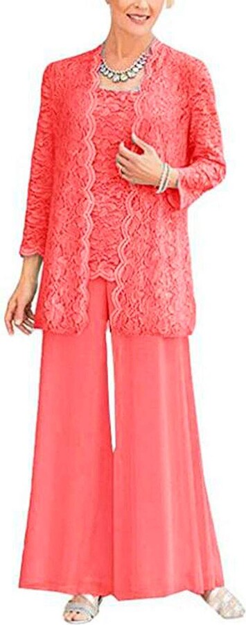 coral trouser suit