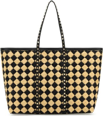 Valentino Garavani Two-tone Raffia Medium Rockstud Spike