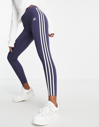 adidas 3 stripe legging in navy - ShopStyle Activewear Trousers