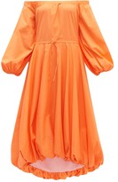 Thumbnail for your product : STAUD Puffball Stretch-cotton Poplin Bardot Dress - Orange