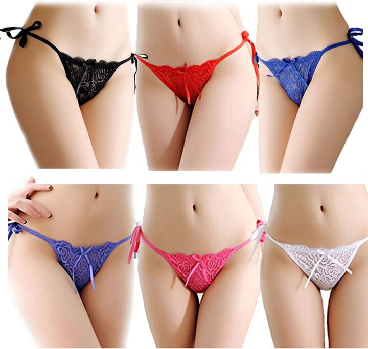 HTRUIYATY Women's Lace Side Tie Panties Low Waist Adjustable G String