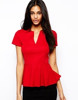 Thumbnail for your product : ASOS Smart Peplum Top With V Neck