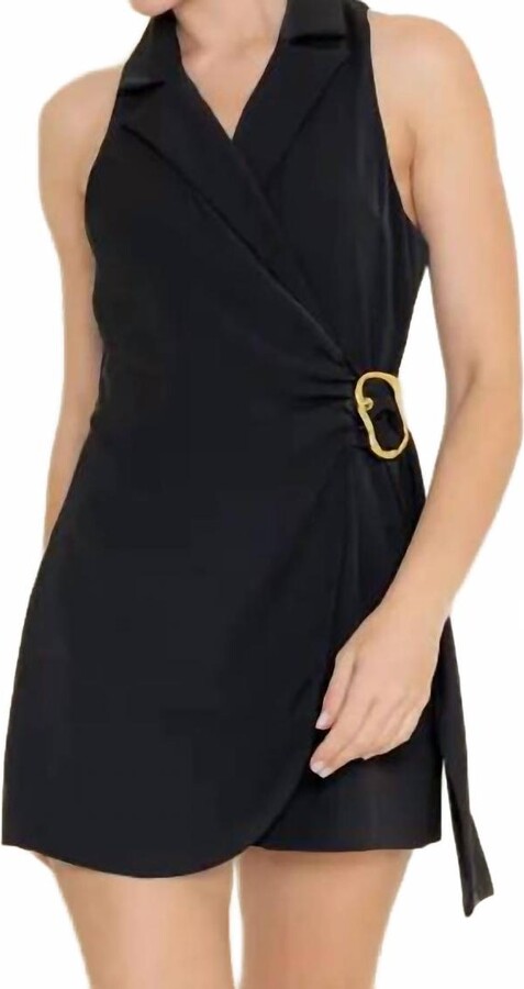 Fore Collection Sleeveless Blazer Style Romper In Black