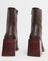 Thumbnail for your product : ASOS DESIGN Ready premium leather padded heeled boots in burgundy