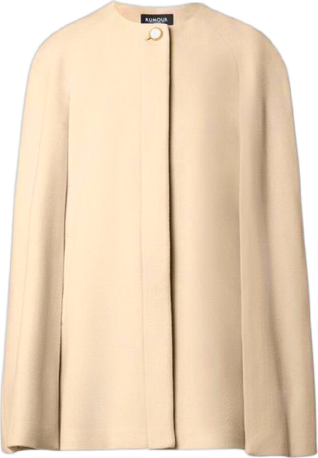 Rumour London Neutrals / Yellow Cora Wool & Cashmere-Blend Cape Coat In Honey Cream