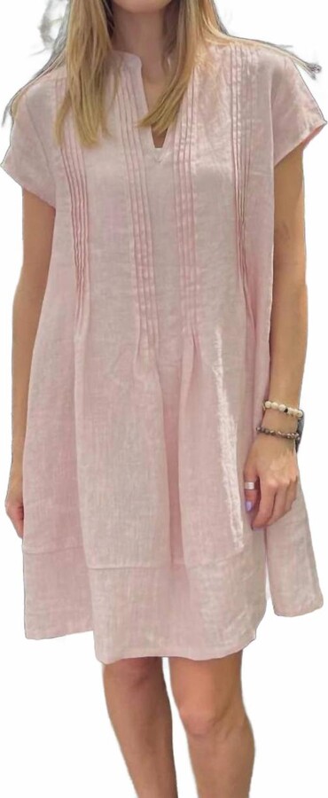 Vikolino Linen Tunic Dress In Pink Blush