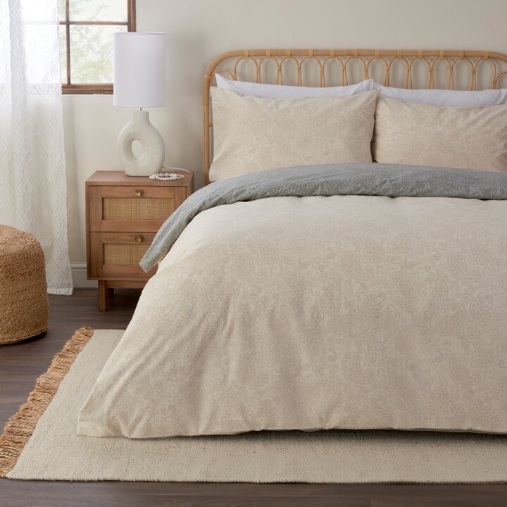 Dunelm Skyler Paisley Ivory 100 Cotton Duvet Cover and Pillowcase Set Cream ShopStyle