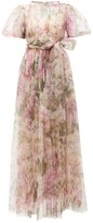 Thumbnail for your product : Dolce & Gabbana Peony-print Fuff-sleeve Tulle Gown - Pink Print