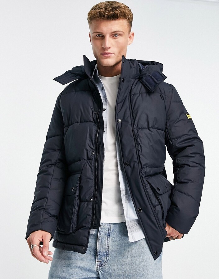 Barbour International Cux quilted parka coat in navy - ShopStyle Outerwear