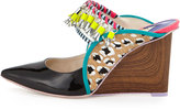 Thumbnail for your product : Webster Sophia Samia Tribal Calf Hair/Patent Wedge Mule, Black Leopard