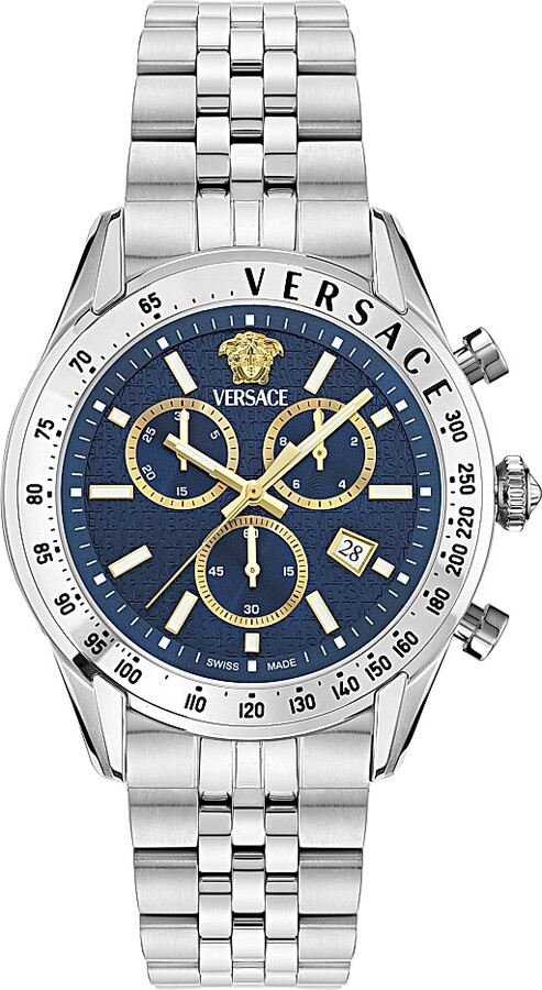 Men's Unisex Chrono Master Stainless Steel Bracelet Watch/44MM - Silver Blue