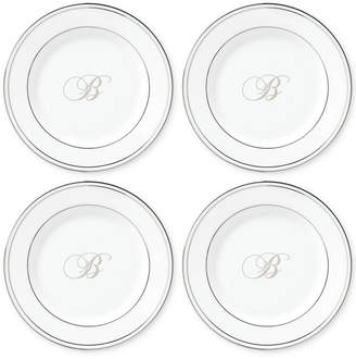 Lenox Federal Platinum Monogram Tidbit Plates, Set Of 4, Script Letters