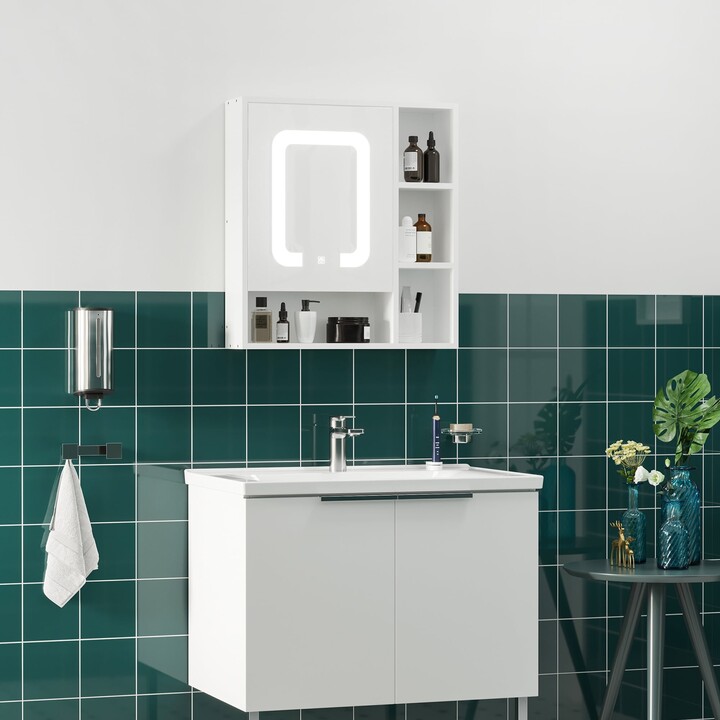 kleankin LED Lighted Medicine with Mirror Door, WallMounted