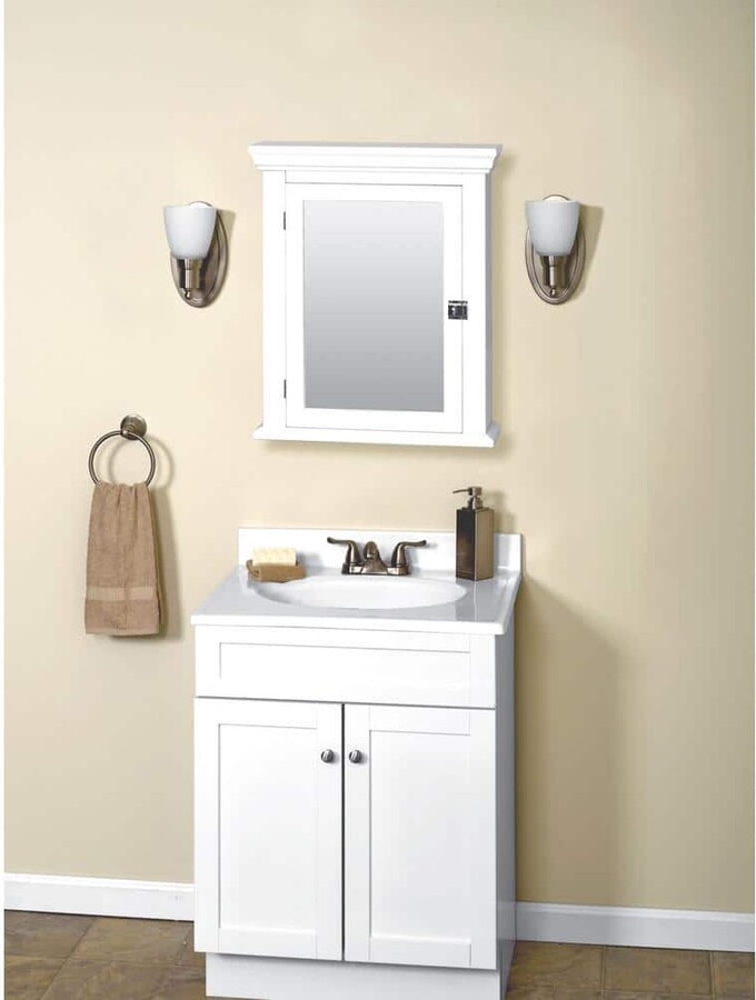 Zenith Early American 22-1/4 in. W x 27 in. H x 5-7/8 in. D Framed Surface-Mount Bathroom Medicine Cabinet in White