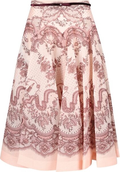 Zimmermann Crush Flared Midi Skirt