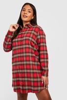Thumbnail for your product : boohoo Plus Oversized Check Shirt Dress