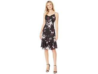 Adrianna Papell Floral Sequin Midi Cocktail Dress