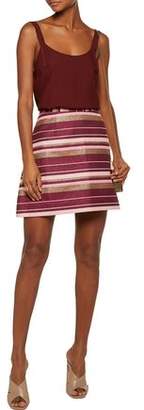 Zimmermann Karmic Metallic Striped Cotton-Blend Canvas Mini Skirt