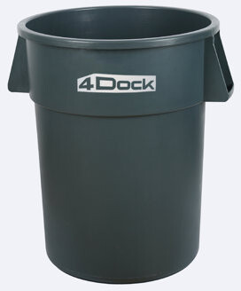 4dock Heavy Duty 55 Gallon Trash Can - Gray