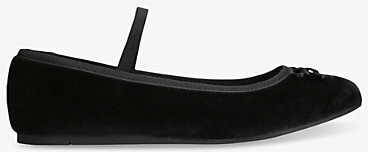 Papouelli Black Kids' Callie Bow-Embellished Velvet Ballet Flats Eur 37 / 4 Uk Adult