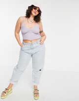 Thumbnail for your product : Collusion Plus Exclusive ribbed seamed cami top co-ord in lilac